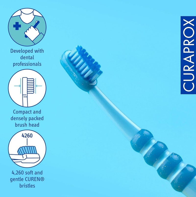 CURAPROX Soft Toothbrush For Babies & Kids -  Blue 1 Pc - Image 5